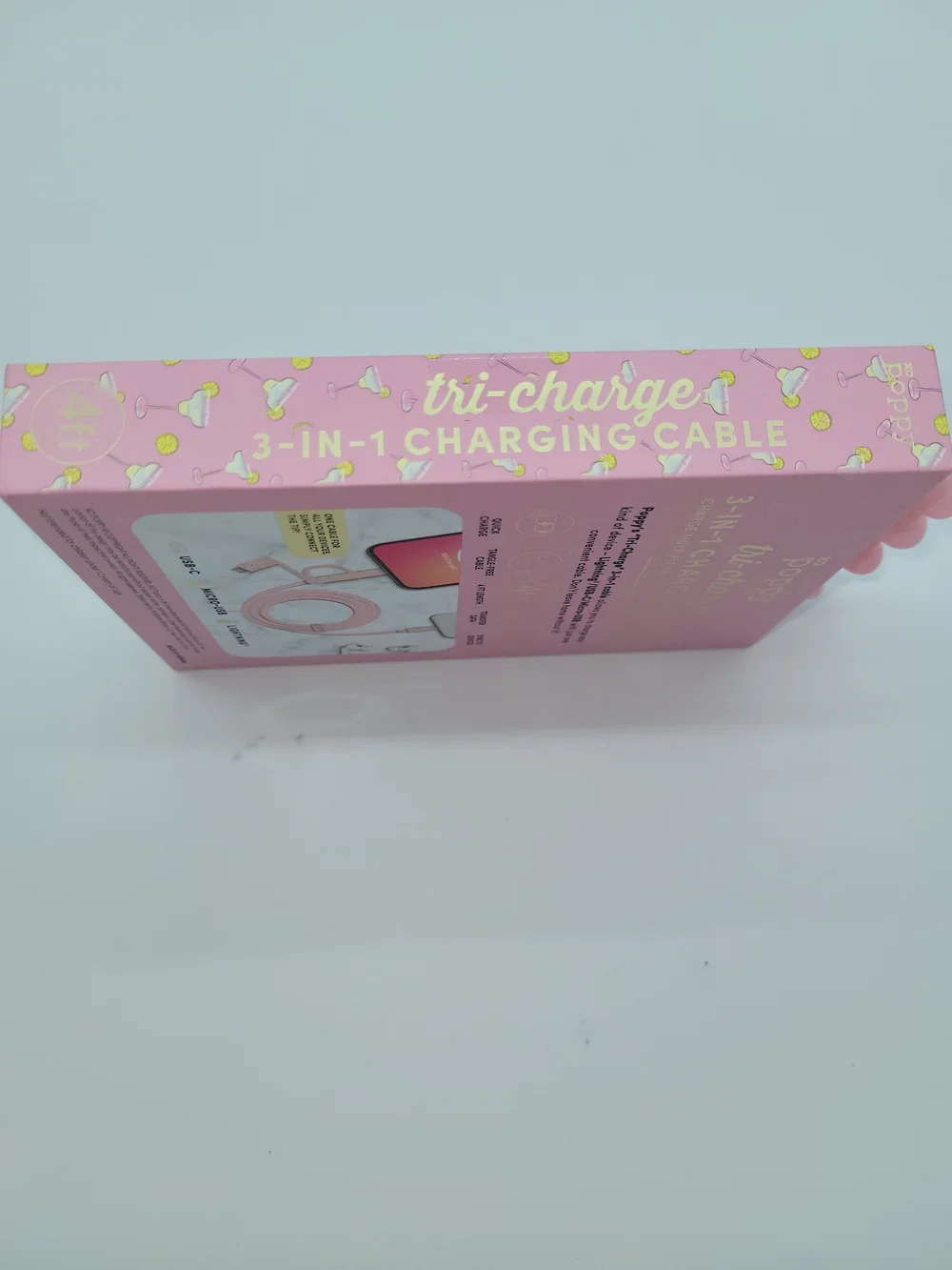 XO Popp Margarita Main Squeeze Pink 3-in-1 Charging Cable - 4ft